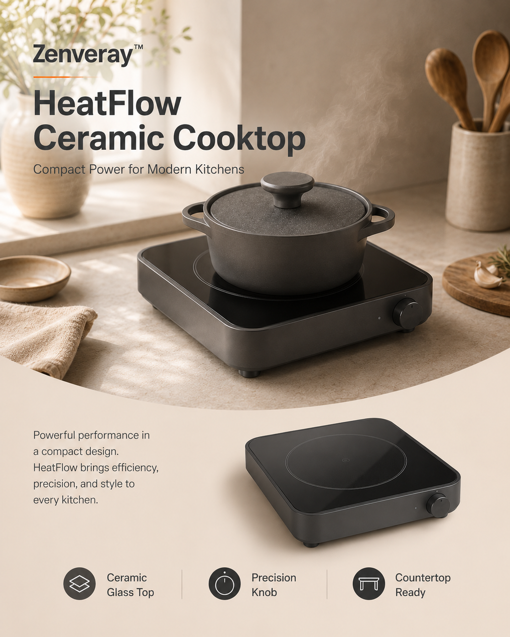 Zenveray™ HeatFlow Ceramic Cooktop