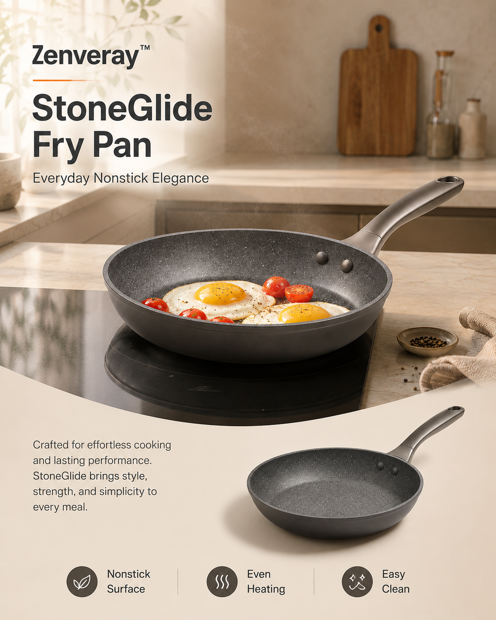 Zenveray™ StoneGlide Everyday Fry Pan